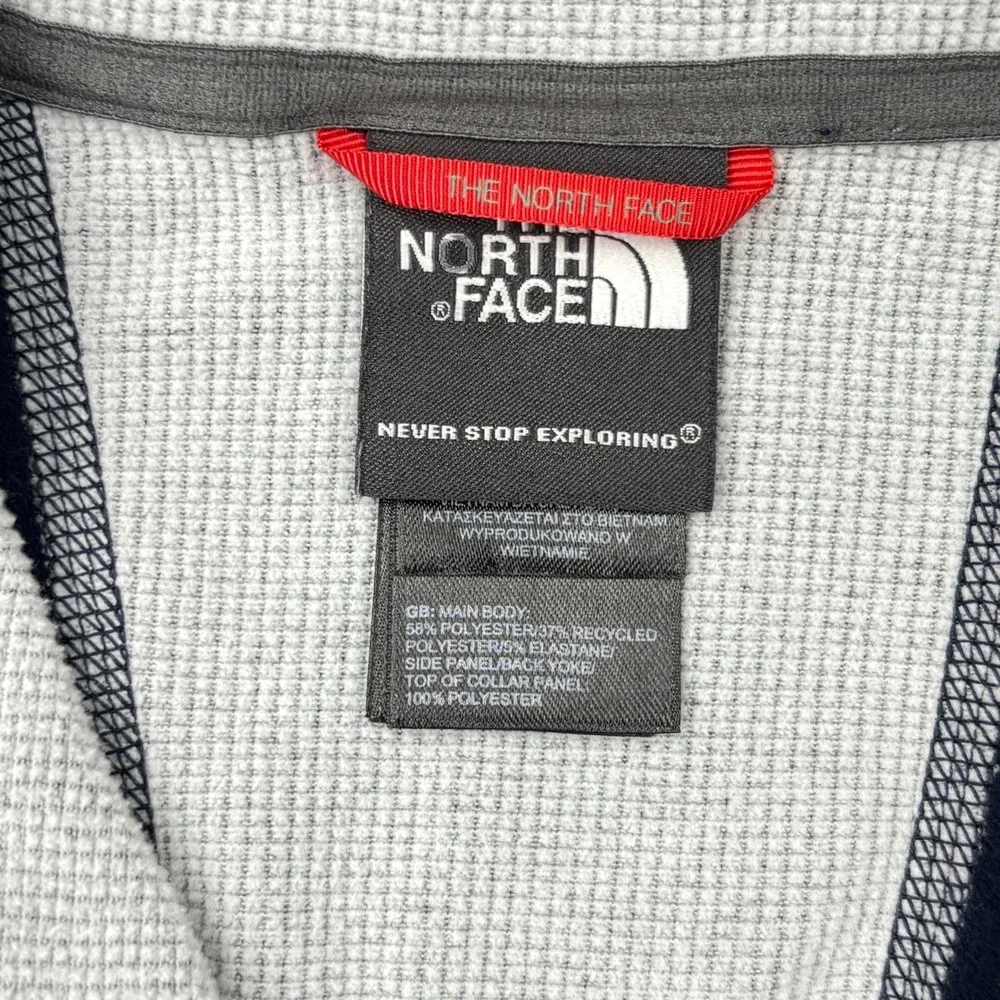 The North Face Vest‎ Mens Small Navy Blue Gray Full Zip Grid Fleece Tech Gilet S